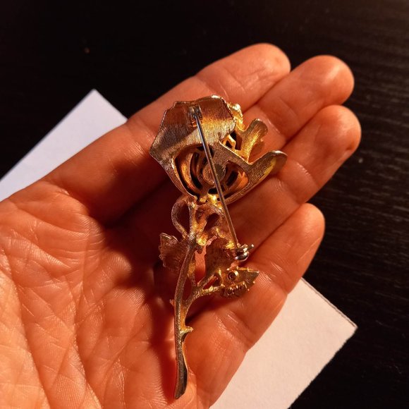 Vintage Yellow Rose Brooch - Picture 4 of 5